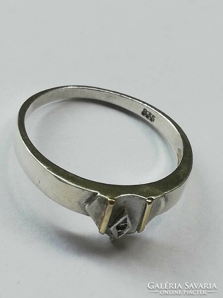 Antique silver ring with 14 carat gold plating