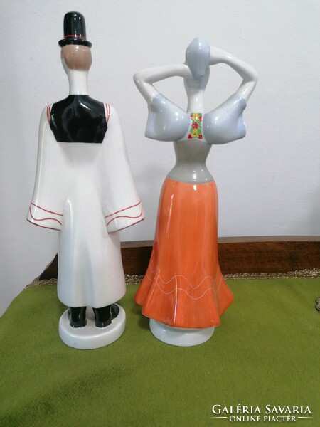 Aquincum porcelain folk costume porcelain figure in a pair