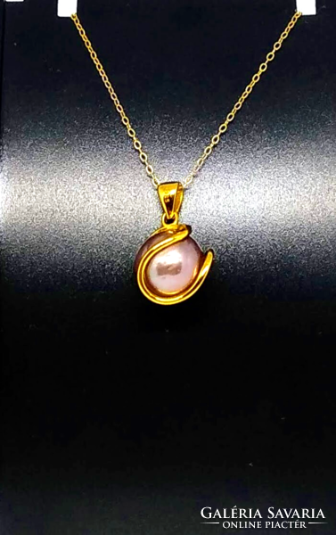Edison pearl pendant vermeil necklace 14