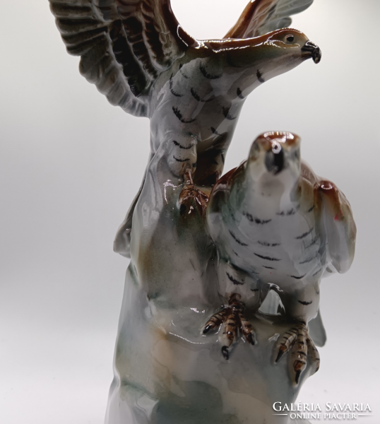 Pair of German porcelain eagles by Carl Scheidig