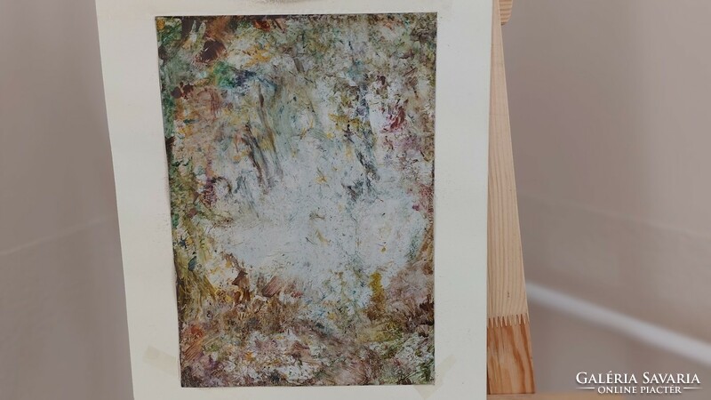 (K) Magányos fa festmény + absztrakt kompozíció 33x43 cm kerettel