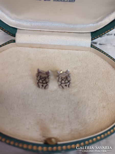 Old silver stud earrings in bulldog puppy style for sale!