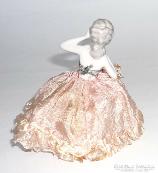 Very rare porcelain doll, antique pincushion, in original clothes, 9 cm