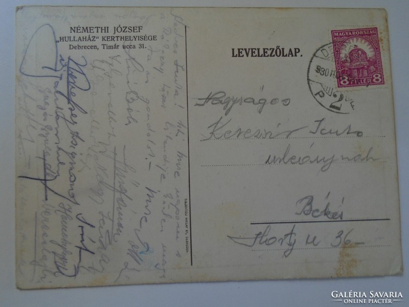 D198647  Némethi  József - Hullaház kerthelysége -Debrecen Timár ucca 31 - 1930  sok aláírás - Békés