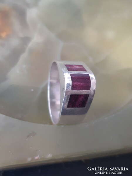 950 silver ring with erythrine stone inlay - size 60