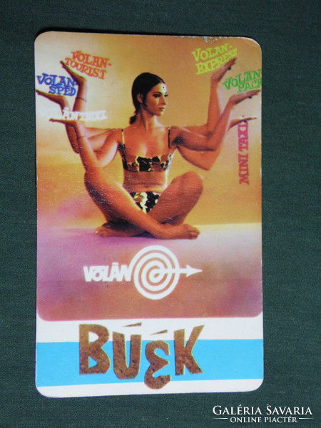 Kártyanaptár, VOLÁN vállalat, erotikus női modell,1970