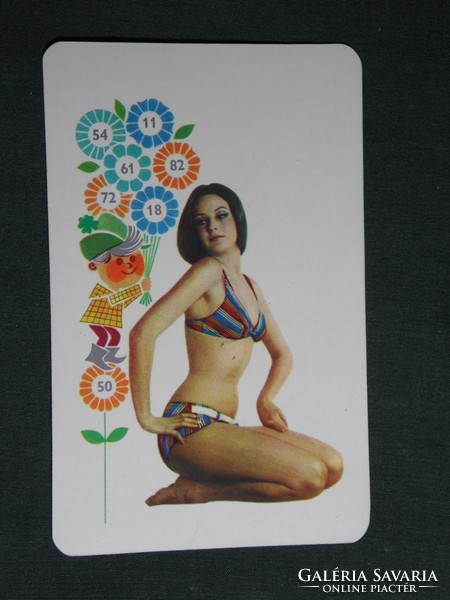 Kártyanaptár,Totó Lottó vállalat, erotikus női modell,1971