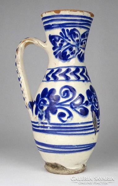 1O962 Antik ~1880 körüli kék fehér erdélyi tordai bokály 23 cm
