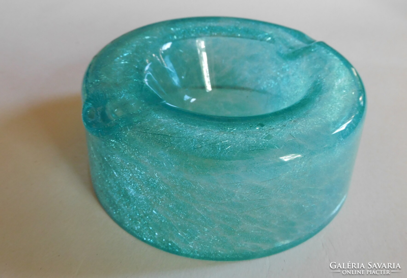 Karcagi veil glass ashtray - turquoise blue