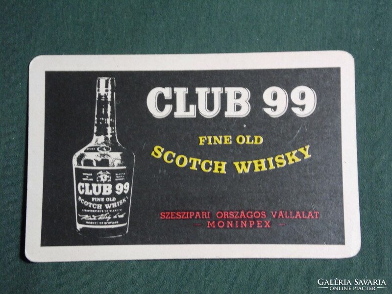 Kártyanaptár,Club 99 Scotch Whisky, Moninpex szeszipari vállalat,1970