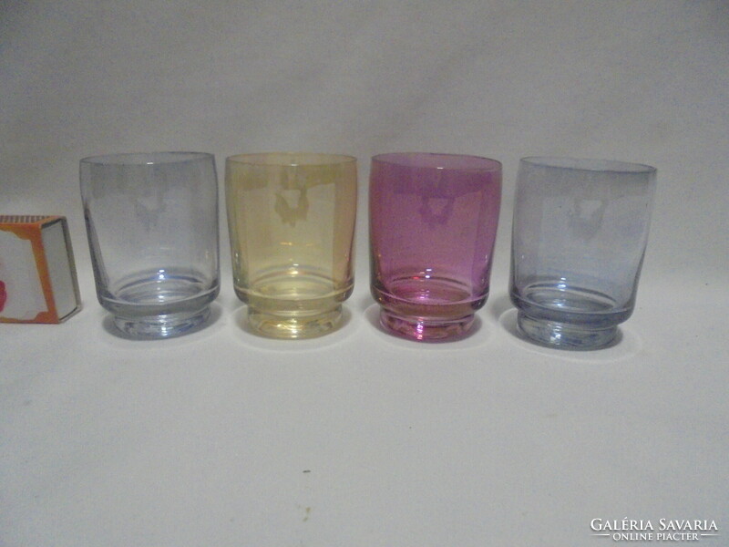 Retro colorful liqueur, brandy, short drink glass - four pieces together