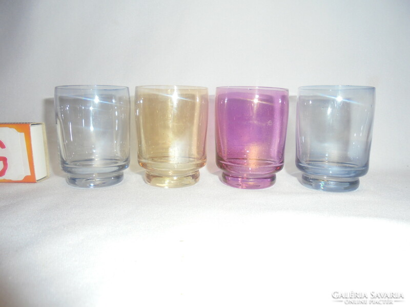 Retro colorful liqueur, brandy, short drink glass - four pieces together