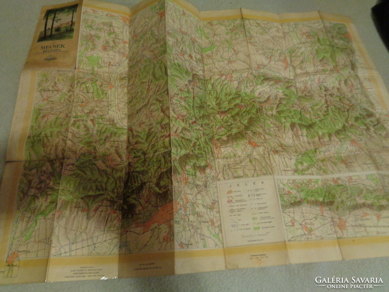 The Mecsek Mountains, tourist map, from 1960, 80 x 57 cm spread out
