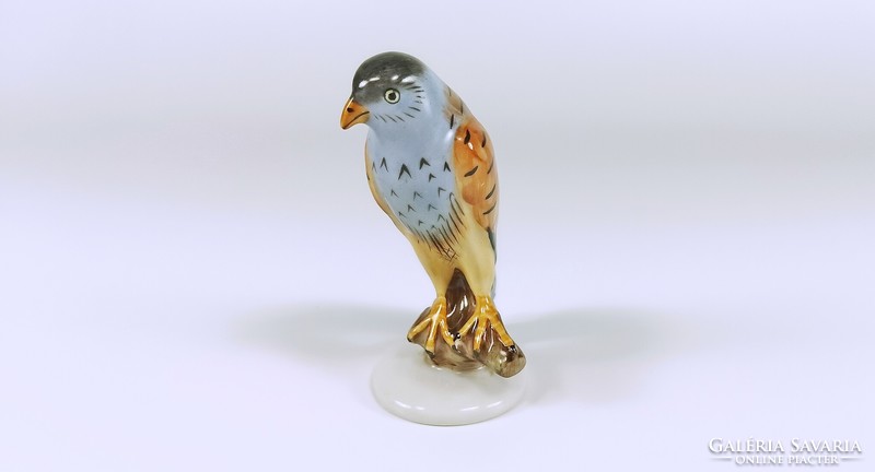 HERENDI, KÉK ÉS FEKETE SÓLYOM, MADÁR, KÉZZEL FESTETT PORCELÁN FIGURA, 1942, HIBÁTLAN ! (B150)