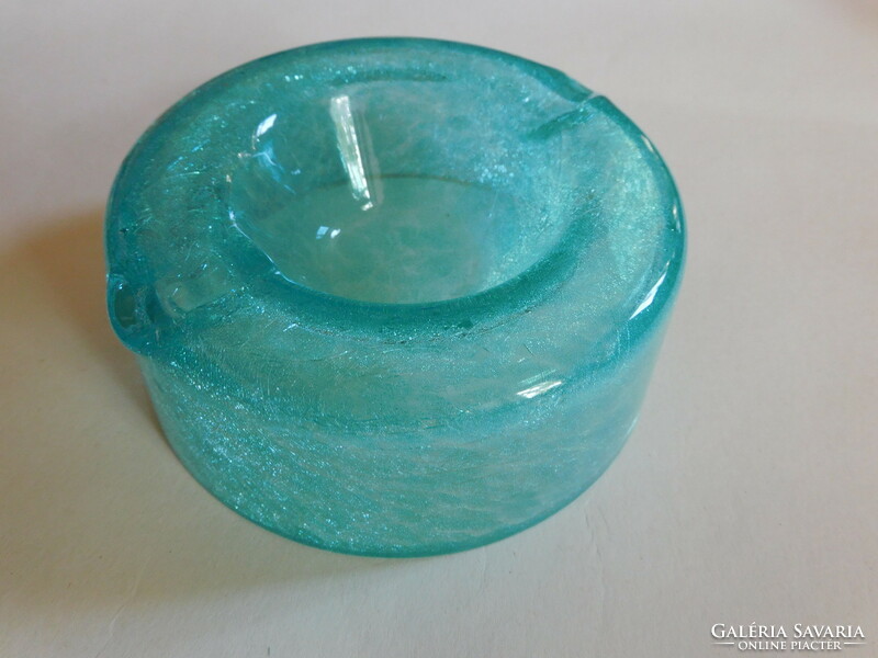 Karcagi veil glass ashtray - turquoise blue