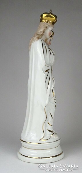 1P003 Antik nagyméretű Mária gyermekével porcelán szobor 32 cm