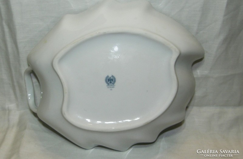 Hajnalka patterned leaf-shaped serving bowl Hólloház porcelain - 22 x 17.5 cm