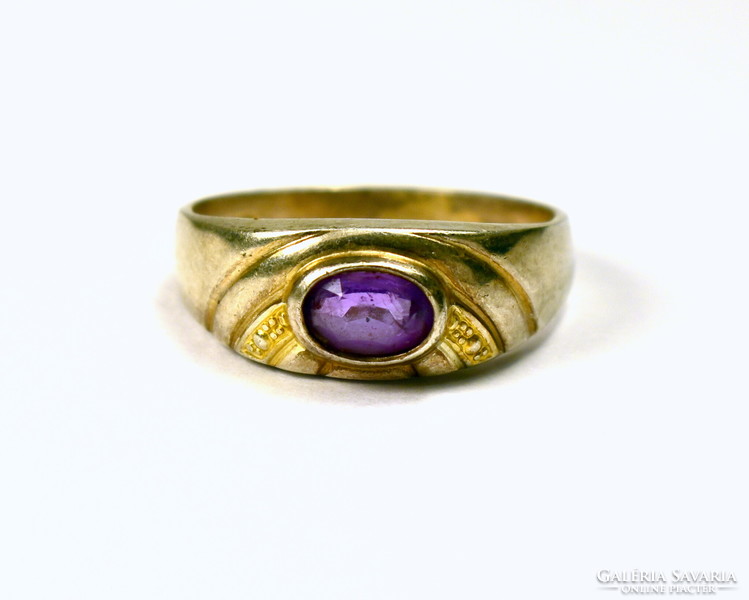 Amethyst stone silver ring