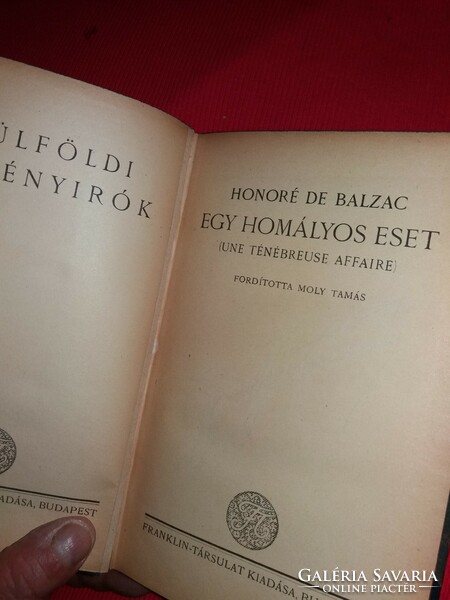 1930. Honoré de Balzac Egy homályos eset könyv képek szerint FRANKLIN