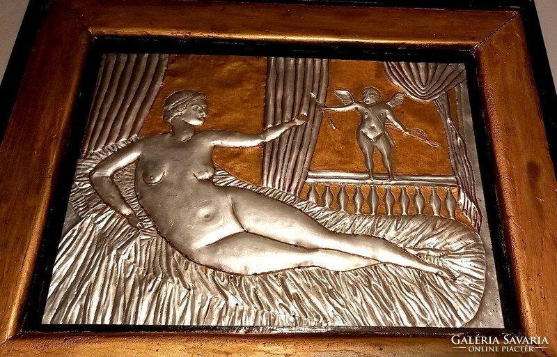 Szecessziós relief plaque kép  Venusz  és angyal. Alkudható!