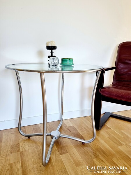 Bauhaus tubular glass table, coffee table