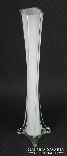 1O979 large mid century white glass vase fiber vase 40 cm