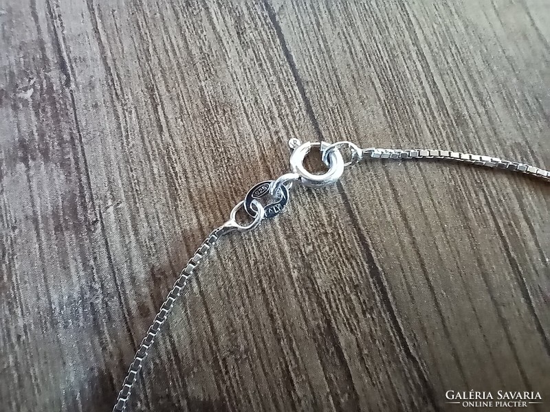 Old silver chain and pendant with stone