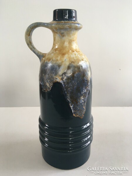 Retro, German, mid-century modern web in Haldensleben fired glazed ceramic vase