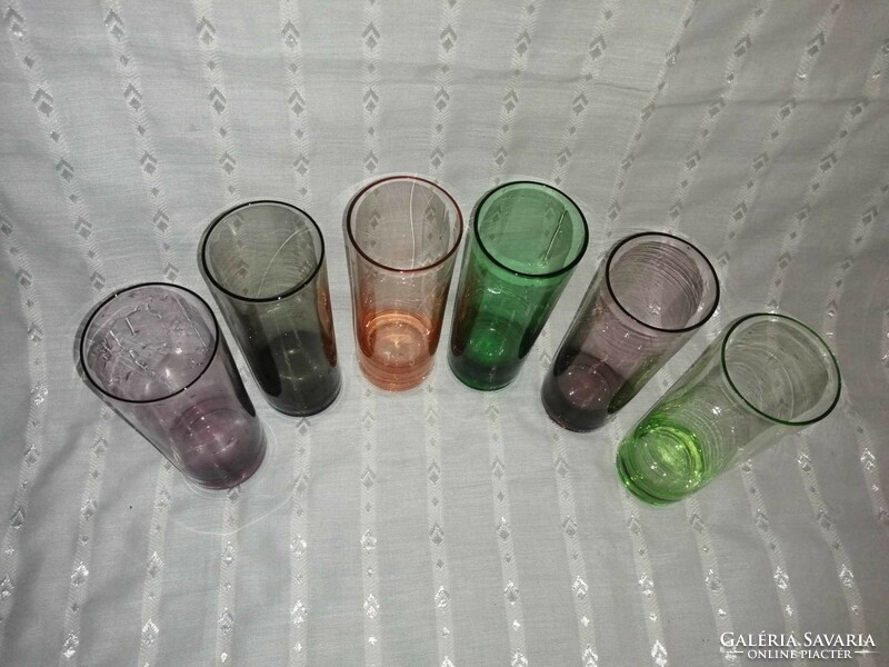 Retro üveg színes csőpohár készlet (A3)