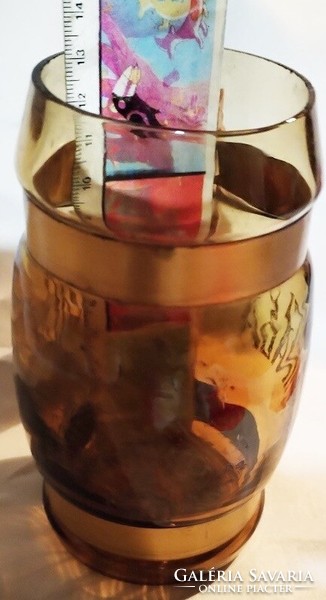 Retró régi fa foganttyús  üveg 13 cm  sörös kupa korsó gyűjtőknek