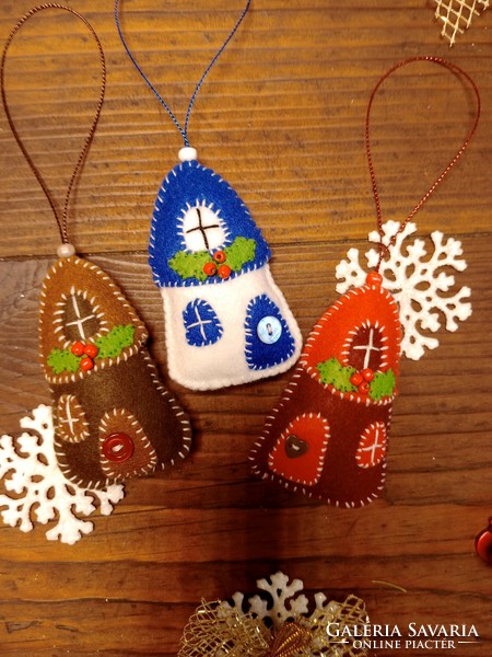 Christmas tree decoration - houses - 3 pieces