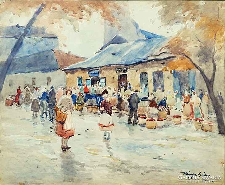 Gábor Kássa (1893 - 1961) market turmoil c. Your painting with an original guarantee!
