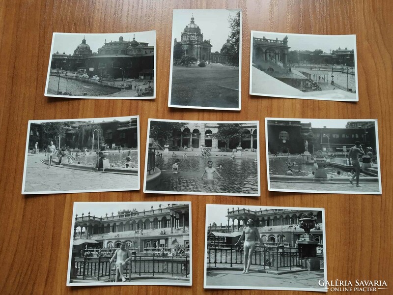 8 small photos together, Budapest, Széchenyi spa, 1965-1970