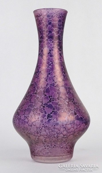 1O978 mauve mottled mid-century art glass vase 21 cm
