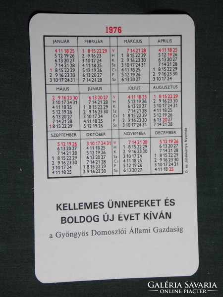 Card calendar, Güngyös wine farm in Domoszló, 1976