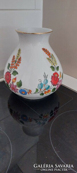 Porcelán kalocsai népi motívumos váza