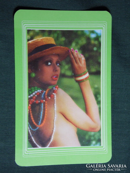Kártyanaptár, Óra Ékszer vállalat, erotikus női modell, 1977