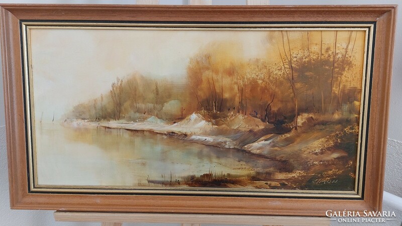 (K) simon jános landscape painting 66x36 cm with frame
