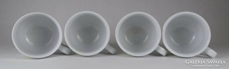 1O975 old large thick-walled Zsolnay porcelain tea cup set of 4 pieces