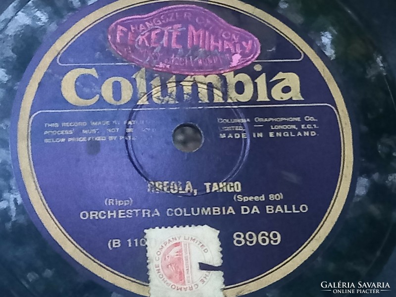 Columbia art deco bakelit lemez, Tango 1930-'as évekből, gyűjtői darab!
