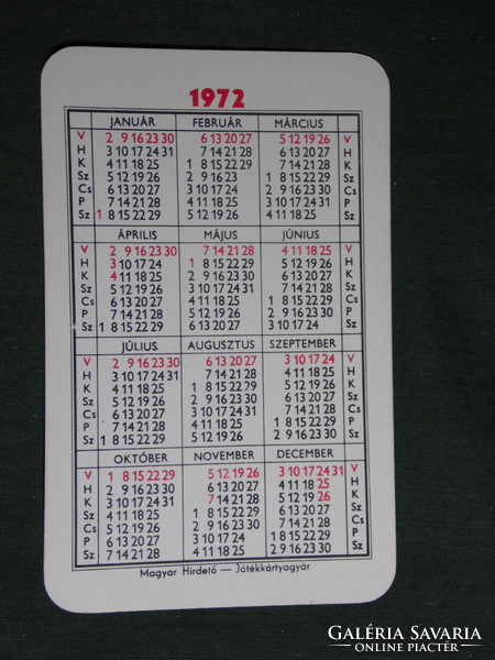 Card calendar, bav commission store, 1972