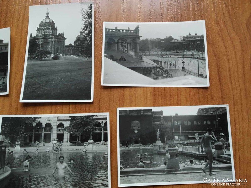 8 db kisméretű fotó egyben, Budapest, Széchenyi gyógyfürdő, 1965-1970 év közötti