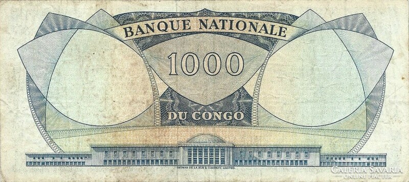 1000 frank francs 1964 Kongó Ritka Nem perforált
