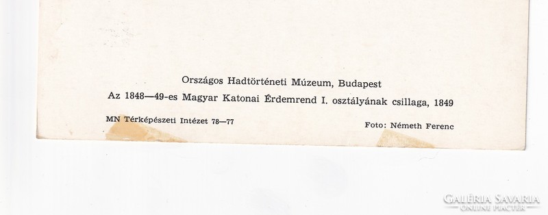 Országos Hadtörténeti múzeum kiadványa K:01 (1848-49 M.katonai Érdemrend I.osztályának csillaga)