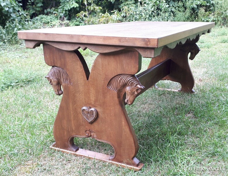 Horse table horse furniture horse carving table wooden table horse gift furniture wooden furniture for horsemen horse carving