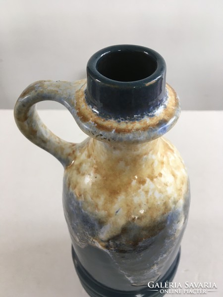 Retro, német, mid-century modern VEB Haldensleben égetett mázas kerámia váza
