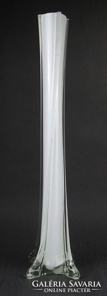 1O979 large mid century white glass vase fiber vase 40 cm