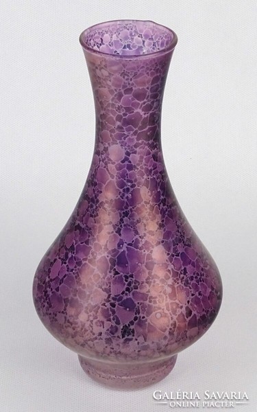 1O978 mauve mottled mid-century art glass vase 21 cm