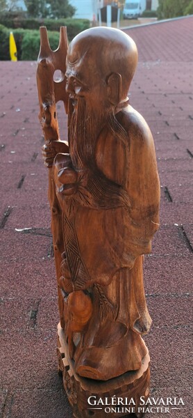 Eastern sage - wood carving - large, heavy, meticulously crafted statue