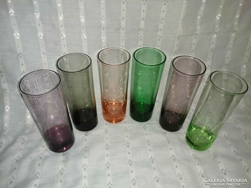 Retro üveg színes csőpohár készlet (A3)